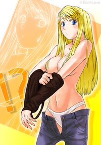 fullmetal alchemist hentai hentai blonde hair fullmetal alchemist lithiumia undressing winry rockbell