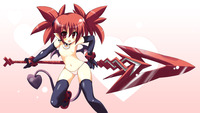 disgaea etna hentai bat wings demon girl disgaea etna flat chest loli nippon ichi pointy ears polearm red eyes hair spear weapon