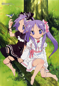 lucky star hentai kagami eec yande dress feet garter gothic lolita hiiragi kagami tsukasa horiguchi yukiko fashion lucky star thighhighs show