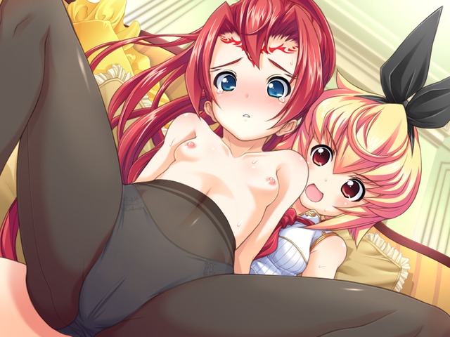 2girls hentai girls breasts tears blush panties cameltoe