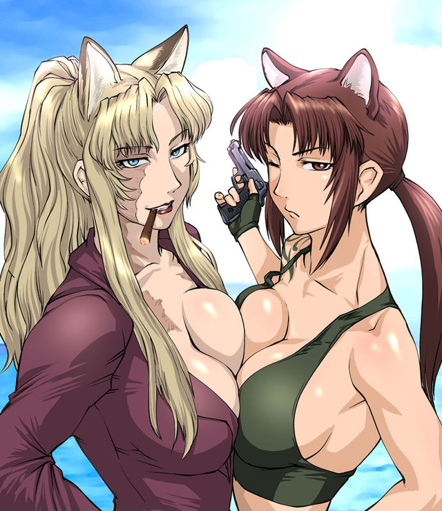 black hair hentai hentai black hair brown cat smile ears lagoon shorts revy hentairing balalaika