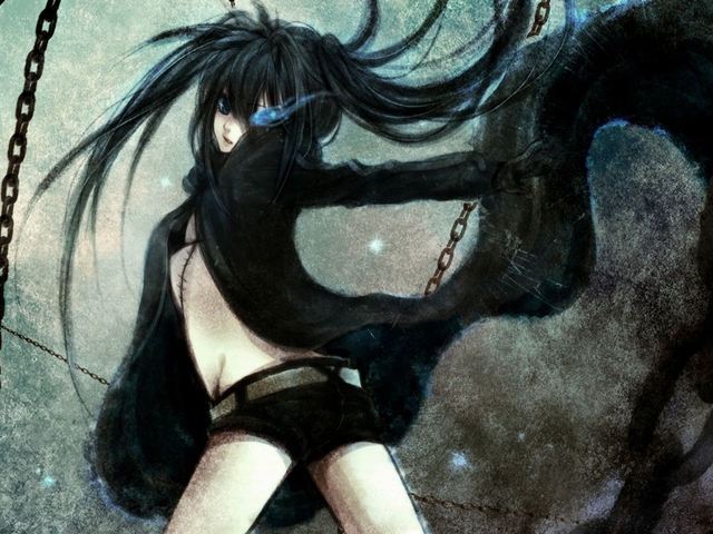 black hair hentai anime hentai black ecchi girls hair blade wallpaper blue eyes gloves long hot detail rock thumbnails wallpaperhi queens twintails shooter weapons belts glowing