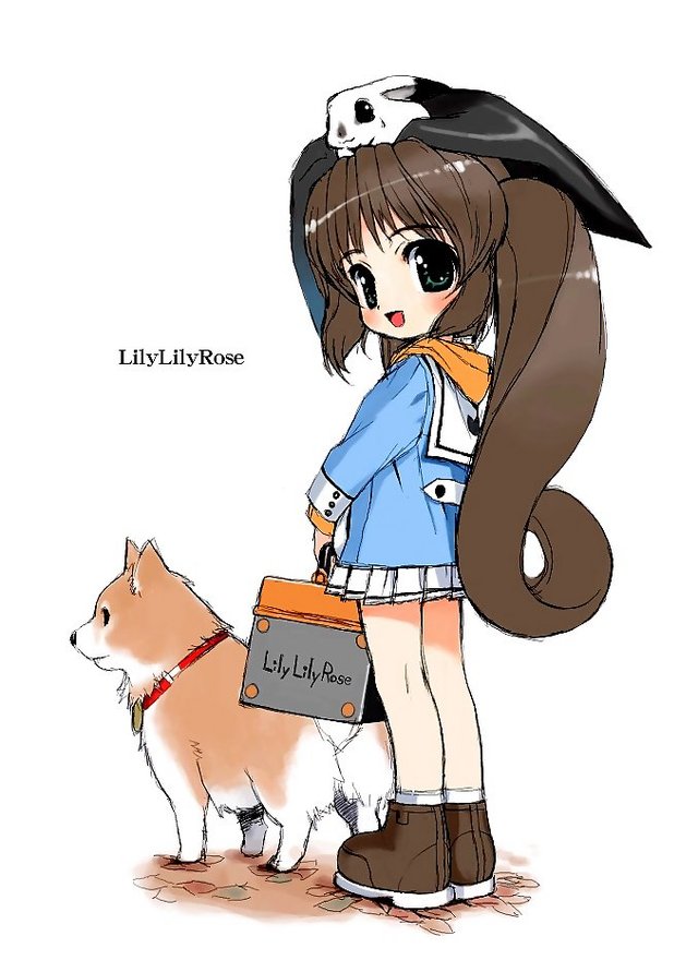 brown hair hentai school original uniform hair skirt eyes long brown bunny dog green inu miniskirt hentaiblog ponytail natsuki shiba mibu