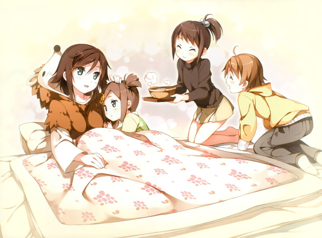 brown hair hentai hentai black hair ouji warawanai neko brown kantoku show tsutsukakushi tsukiko tsukushi yokodera youto konachan fdb bed food