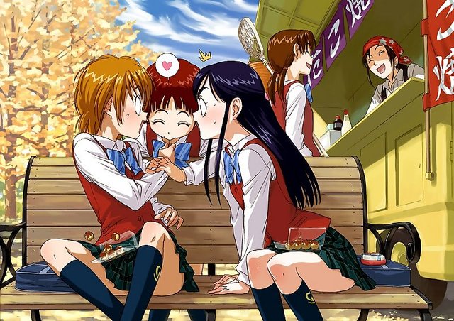 futari wa pretty cure hentai hair futari brown food bench