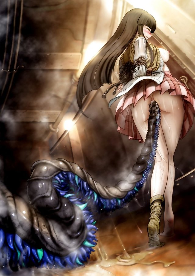 highres hentai hentai page anal bdsm single rape hair ass from behind breasts nipples skirt long bondage feet legs panties highres barefoot arms back rope arashi guard sock backdoor shinozuka gad