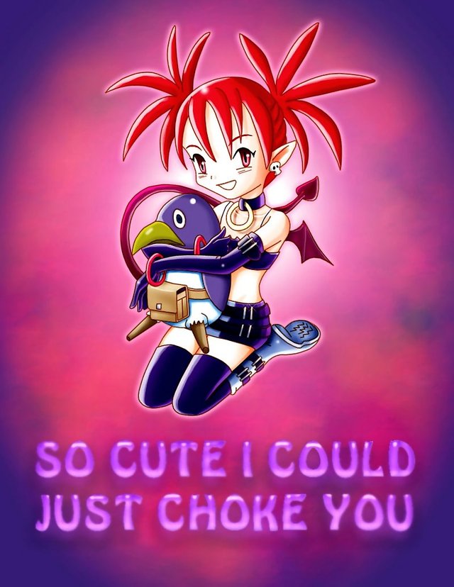 disgaea etna hentai girl english female bloganime gloves collar monster boots red demon loli hug makai senki necklace earrings miniskirt disgaea etna bracelet penguin prinny