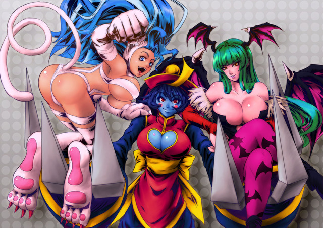 felicia capcom hentai wallpaper animal ears morrigan aensland nekomimi felicia darkstalkers lei