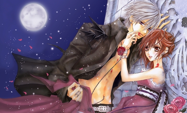 vampire knight hentai pics girl yuuki moon night wallpaper zero vampire knight guy cross petals kiryu roses