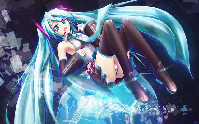 hatsune miku 3d hentai anime artist wallpaper miku thighhighs konachan twintails hatsune vocaloid spiral