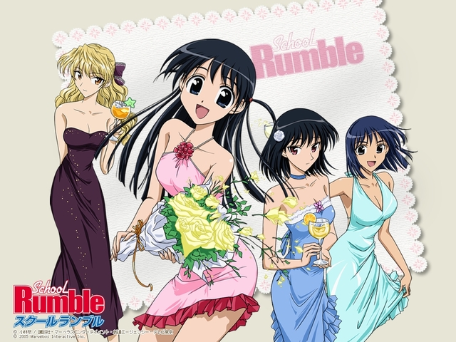 hentai school rumble black girls uniform hair horizontal gym bare shoulders sawachika baseball