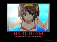 the melancholy of haruhi suzumiya hentai melancholy haruhi suzumiya cemotivational poster our god way hotter interesting search words