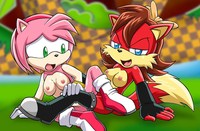 sonic the hedgehog  hentai dda amy rose breasts covering fiona fox furry naughty face sonic hedgehog tribadism yuri nude pussy juice red eyes hair short hentai filmvz