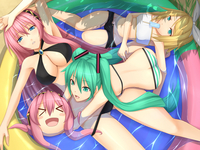 long hair hentai photos original konachan aqua hair bikini blonde hatsune miku ice cream kagamine rin long megurine luka pink shor hentai