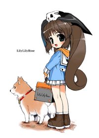 brown hair hentai hentaiblog brown hair bunny dog green eyes long mibu natsuki miniskirt original ponytail school uniform shiba inu skirt