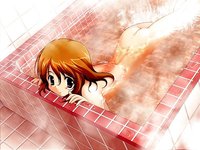game cg hentai hentai ass bath bathtub brown hair game lying nude stomach red eyes short solo steam water wet