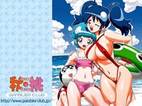 aki hinata hentai bikini blue hair breasts cameltoe