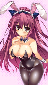 aki izayoi hentai game ebbd yande akusera animal ears bunny girl cleavage izayoi kaname pantyhose reminiscence