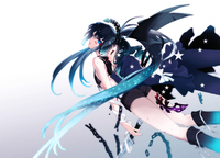 black rock shooter hentai konachan black rock shooter blood bra chain kuroi mato sword takanashi yomi underwear weapon wings yuriko kkk search label zatsune miku