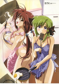 hentai shuffle absurdres apron duplicate highres lisianthus naked official art scan shigure asa shuffle vertical